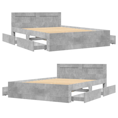 Betoninharmaa sängynrunko päätylevyllä Andersen 120x190cm (puinen)