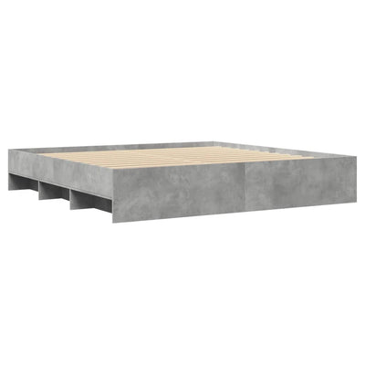 Sängynrunko betoninharmaa 200x200 cm tekninen puu