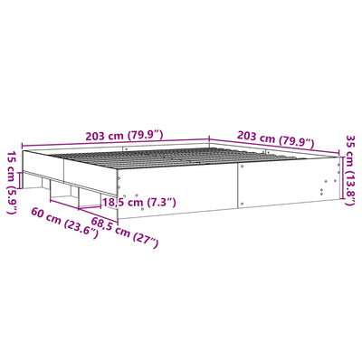 Sängynrunko ruskea tammi 200x200 cm tekninen puu