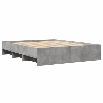 Sängynrunko betoninharmaa 150x200 cm tekninen puu