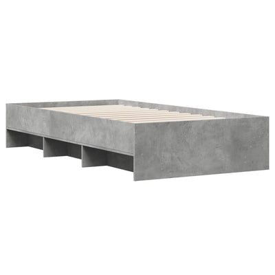 Sängynrunko betoninharmaa 100x200 cm tekninen puu