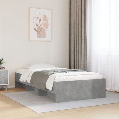 Sängynrunko betoninharmaa 100x200 cm tekninen puu