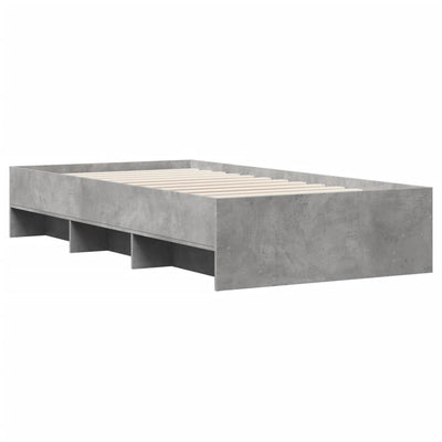Sängynrunko betoninharmaa 90x200 cm tekninen puu
