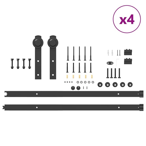 Hardware Kit Musta Teräs Liukuovi 400 cm