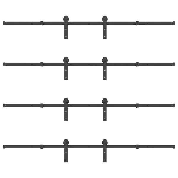 427 cm Musta Liukuovi Hardware Kit Teräksestä