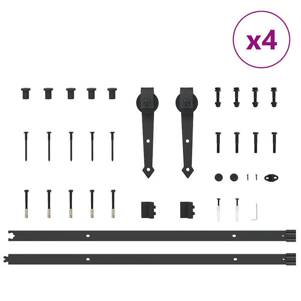 Teräs Musta Liukuovi Hardware Kit 427 cm