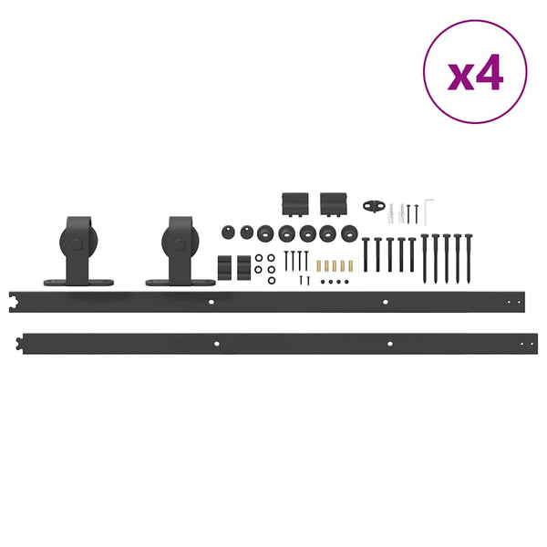 Liukuovi Hardware Kit 400 cm Teräs Musta