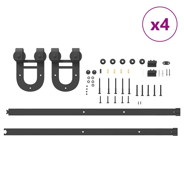 400 cm Musta Teräs Liukuovi Hardware Kit