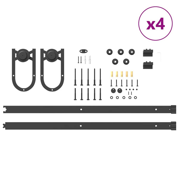 Liukuovi 400 cm Musta Teräshardware Kit