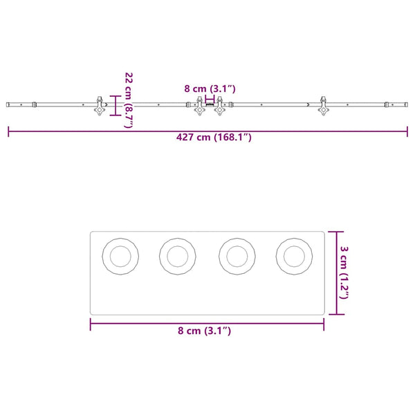 Musta liukuovi hardware kit Aftenie 427cm (teräs)