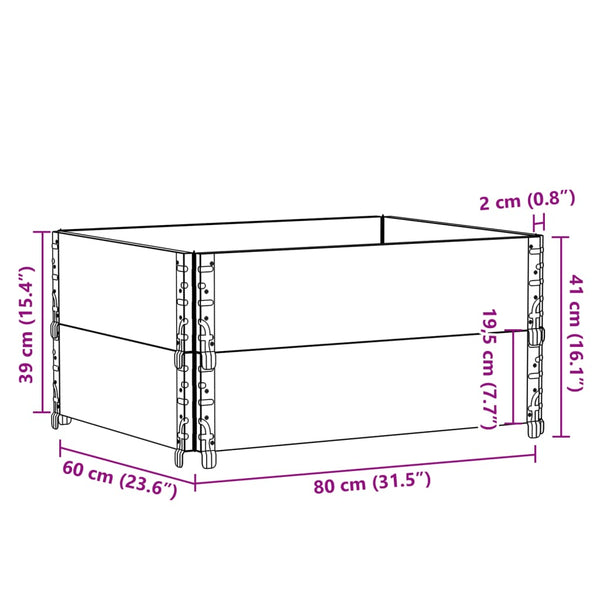 Kuormalavan reunukset 2 kpl 80x60 cm täysi mänty