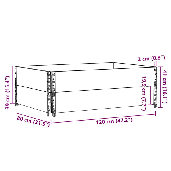 Kuormalavan reunukset 2 kpl 120x80 cm täysi mänty