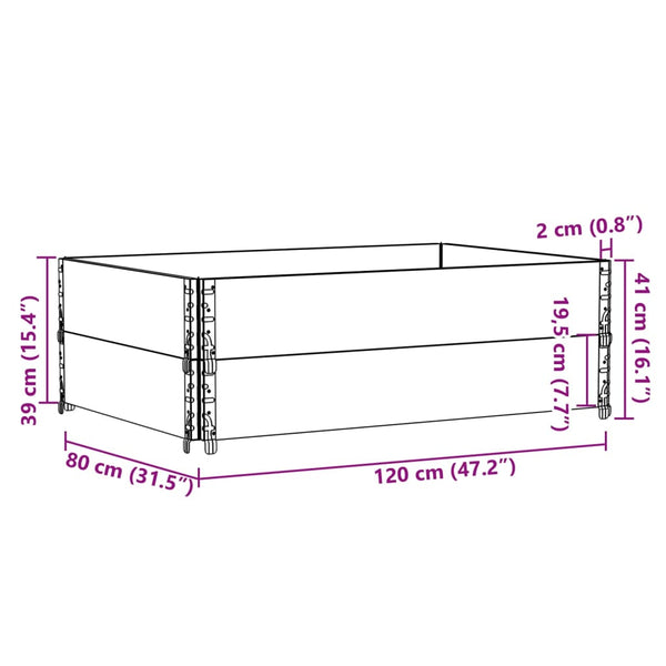 Kuormalavan reunukset 2 kpl musta 120x80 cm täysi mänty