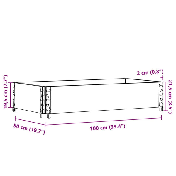 Kuormalavan reunus ruskea 100x50 cm täysi mänty