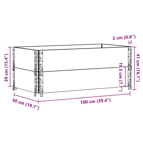Kuormalavan reunukset 2 kpl musta 100x50 cm täysi mänty