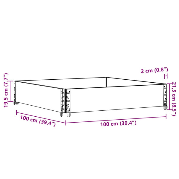 Kuormalavan reunus musta 100x100 cm täysi mänty