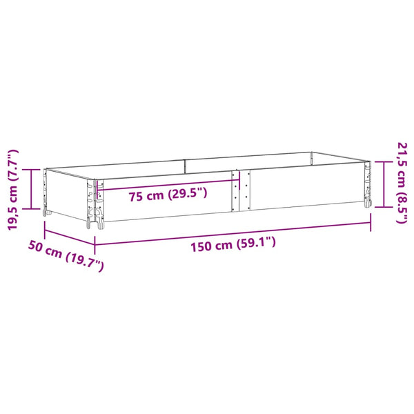 Kuormalavan reunus harmaa 150x50 cm täysi mänty