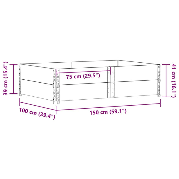 Kuormalavan reunukset 2 kpl musta 150x100 cm täysi mänty