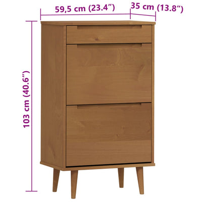 Kenkäkaappi MOLDE ruskea 59,5x35x103 cm täysi mänty