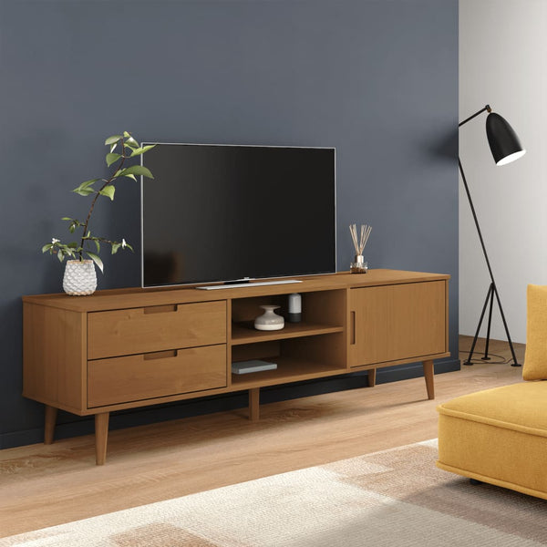 TV-taso MOLDE ruskea 158x40x49 cm täysi mänty