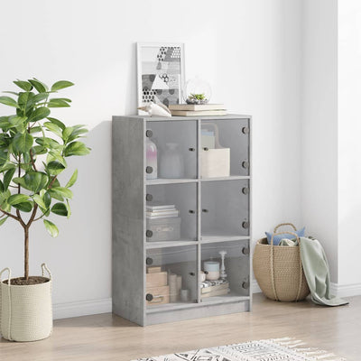 Kaappi ovilla betoninharmaa 68x37x109 cm tekninen puu
