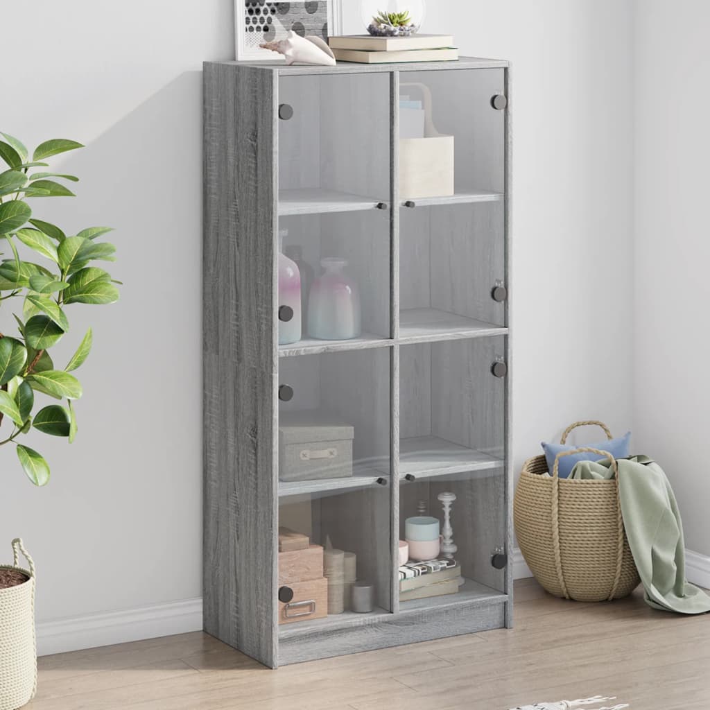 Harmaa kaappi ovilla Pearline 68x37x142cm (puinen)