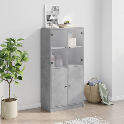 Kaappi ovilla betoninharmaa 68x37x142 cm tekninen puu