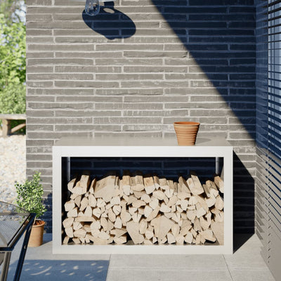 Valkoinen polttopuuteline Izidora 100x40x60cm (teräs)