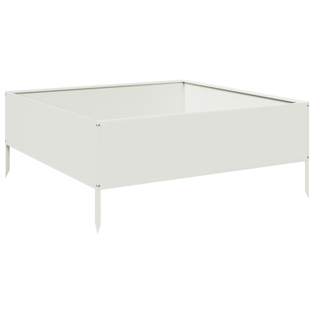 Valkoinen korotettu kukkalaatikko Fmircea 100x100x25cm (teräs)