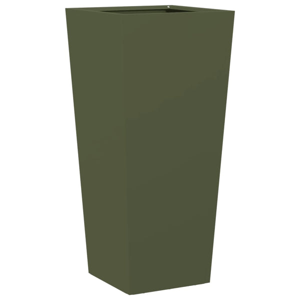 Oliivinvihreä puutarhakukkalaatikot Henea 35x35x75cm (2 kpl teräs)