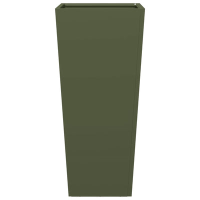 Puutarhakukkalaatikot 2 kpl oliivinvihreä 35x35x75 cm teräs