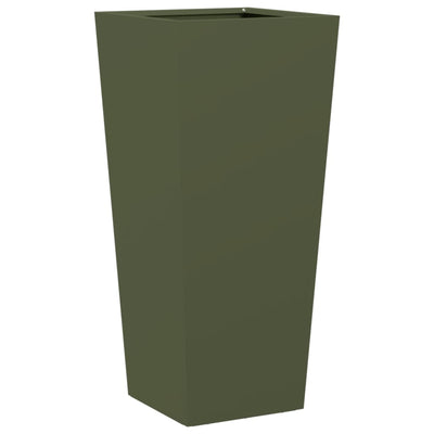 Puutarhakukkalaatikot 2 kpl oliivinvihreä 35x35x75 cm teräs