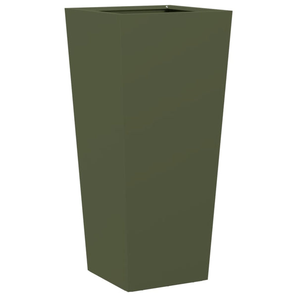 Oliivinvihreä puutarhakukkalaatikot Henea 35x35x75cm (2 kpl teräs)
