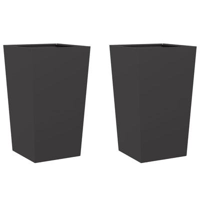 Puutarhakukkalaatikot 2 kpl musta 45x45x75 cm teräs