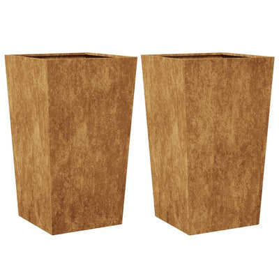 Puutarhakukkalaatikot 2 kpl 45x45x75 cm Corten teräs
