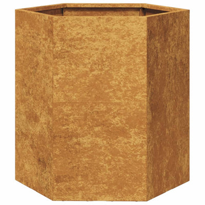 Puutarhakukkalaatikot 2 kpl kuusikulma 46x40x45 cm Corten teräs