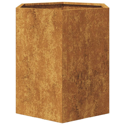 Puutarhakukkalaatikot 2 kpl kuusikulma 46x40x45 cm Corten teräs