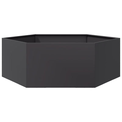 Puutarhan kukkalaatikko musta kuusikulma 138x120x45 cm teräs