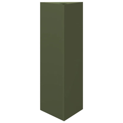 Puutarhakukkalaatikot 2 oliivinvihreä kolmio 30x26x75 cm teräs