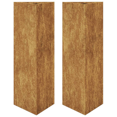 Puutarhakukkalaatikot 2kpl kolmio 30x26x75 cm Corten teräs