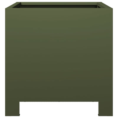 Puutarhakukkalaatikot 2 kpl oliivinvihreä 30x30x30 cm teräs