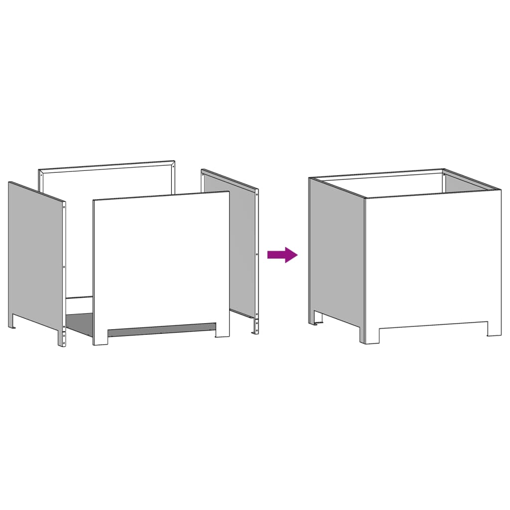 Corten teräs puutarhakukkalaatikot Magheti 30x30x30cm (2 kpl)