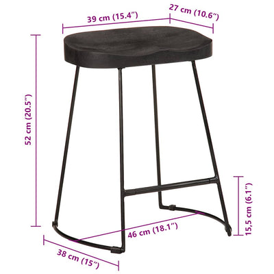 Baarijakkarat 2 kpl musta 46x38x52 cm täysi mangopuu