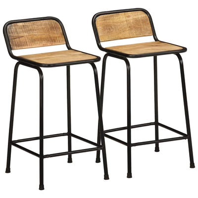 baarituolit 2 kpl 46x35,5x80 cm massiivipuuta karkea mango