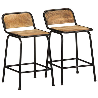 Baarijakkarat 2 kpl 46x35,5x70 cm massiivipuuta karkea mango