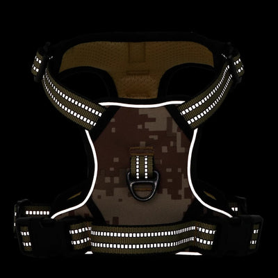 Maastoväri rusk. koiran valjaat Ilmas säädettävä (heijastavat raidat)