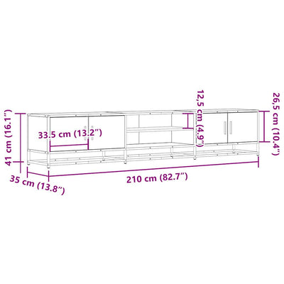 TV-taso ruskea tammi 210x35x41 cm tekninen puu