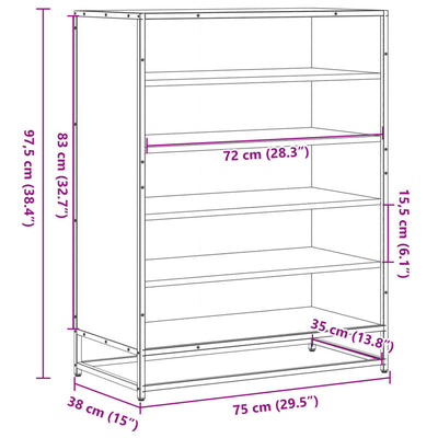 Kenkäkaappi Sonoma-tammi 75x38x97,5 cm tekninen puu