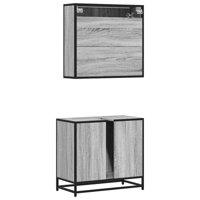 Harmaa kylpyhuoneen kalustesarja Ermia (2-osainen, sonoma puinen)