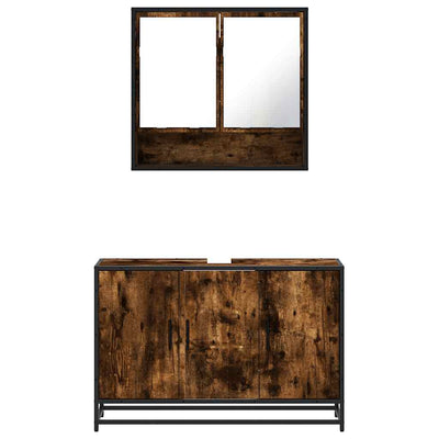 Kylpyhuoneen kalustesarja Sarlcta (2-osainen, savutammi, puinen)